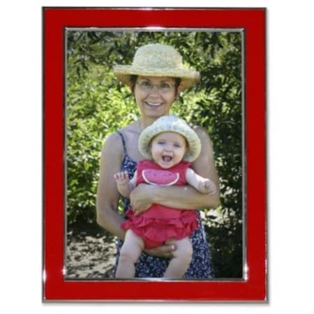 Lawrence Frames Silver Plated 8x10 Metal with Red Enamel Picture Frame 586280